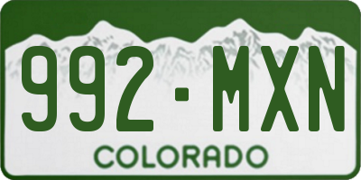 CO license plate 992MXN