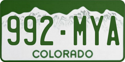 CO license plate 992MYA