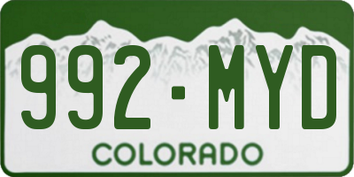 CO license plate 992MYD