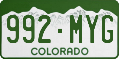 CO license plate 992MYG