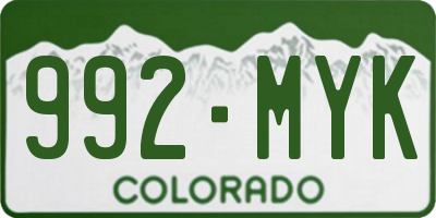 CO license plate 992MYK