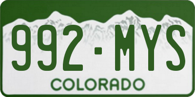 CO license plate 992MYS
