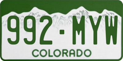 CO license plate 992MYW