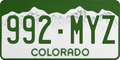 CO license plate 992MYZ