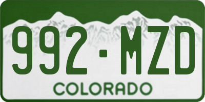 CO license plate 992MZD