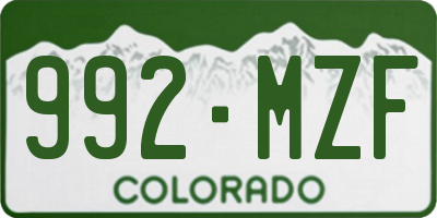 CO license plate 992MZF