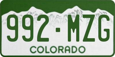 CO license plate 992MZG