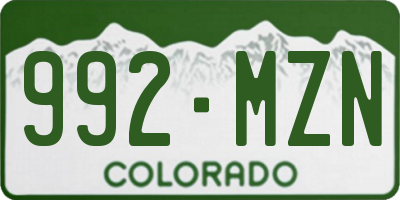 CO license plate 992MZN