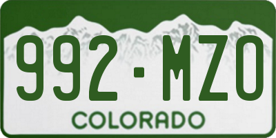 CO license plate 992MZO