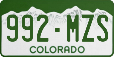 CO license plate 992MZS