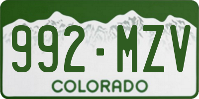 CO license plate 992MZV