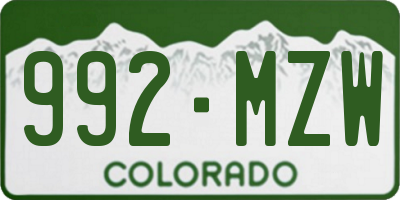 CO license plate 992MZW