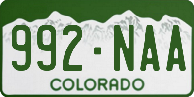 CO license plate 992NAA