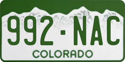 CO license plate 992NAC