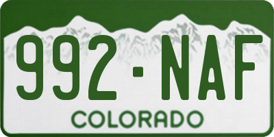 CO license plate 992NAF