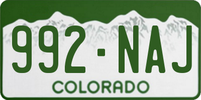 CO license plate 992NAJ