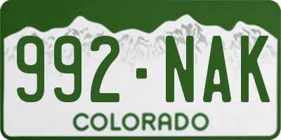 CO license plate 992NAK