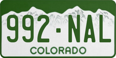CO license plate 992NAL
