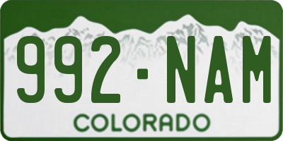 CO license plate 992NAM