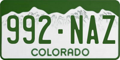 CO license plate 992NAZ