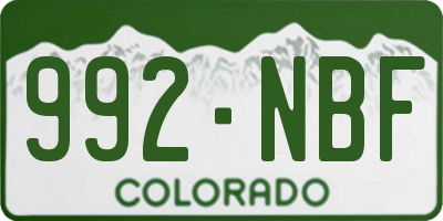 CO license plate 992NBF