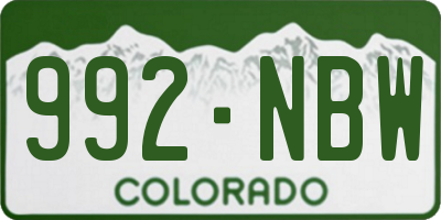 CO license plate 992NBW