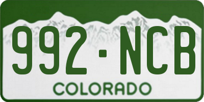 CO license plate 992NCB