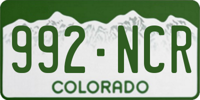 CO license plate 992NCR