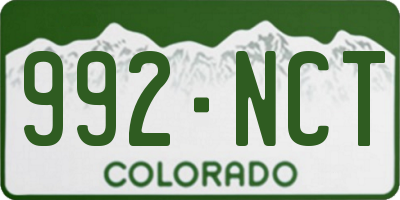 CO license plate 992NCT