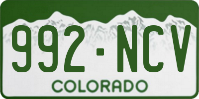 CO license plate 992NCV
