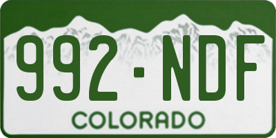 CO license plate 992NDF