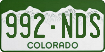CO license plate 992NDS