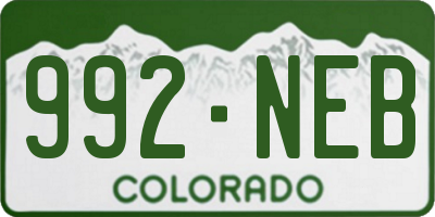 CO license plate 992NEB