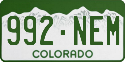 CO license plate 992NEM