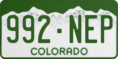 CO license plate 992NEP