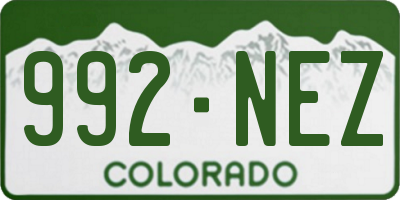 CO license plate 992NEZ