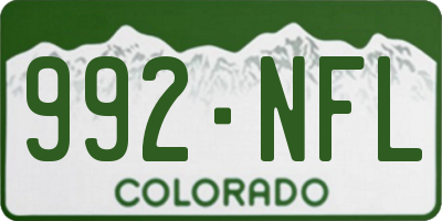 CO license plate 992NFL