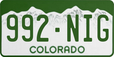 CO license plate 992NIG