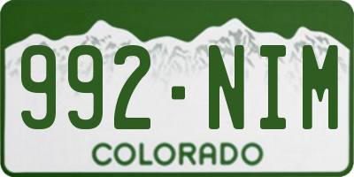 CO license plate 992NIM