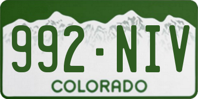 CO license plate 992NIV