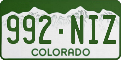 CO license plate 992NIZ