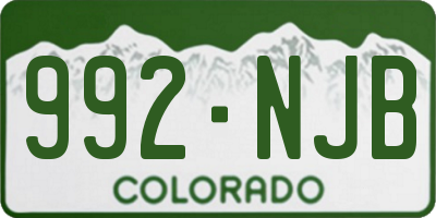 CO license plate 992NJB