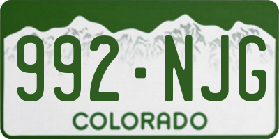 CO license plate 992NJG