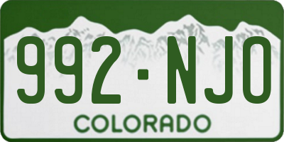 CO license plate 992NJO