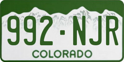 CO license plate 992NJR