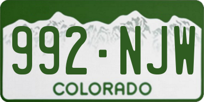CO license plate 992NJW