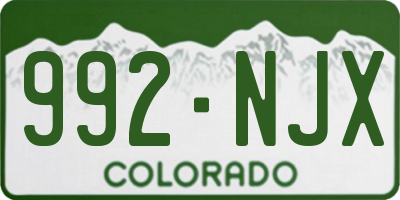 CO license plate 992NJX