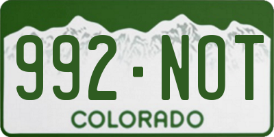 CO license plate 992NOT