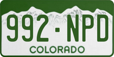 CO license plate 992NPD
