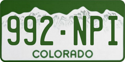 CO license plate 992NPI